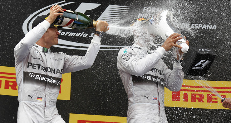 Подиум Гран-при Испании. Фото Mercedes AMG