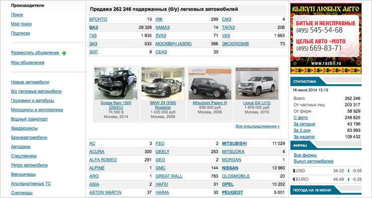 Скриншот главной страницы auto.ru