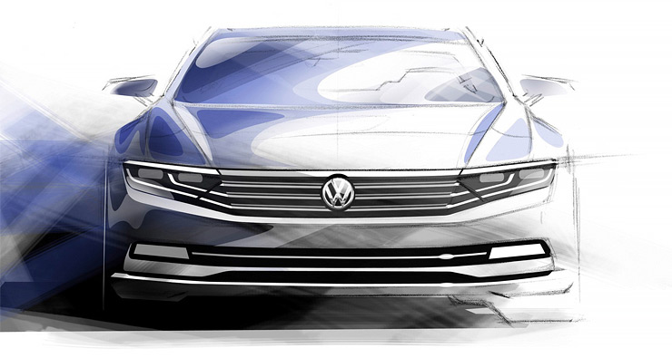 Скетчи будущего Volkswagen Passat. Иллюстрации с сайта carscoops.com